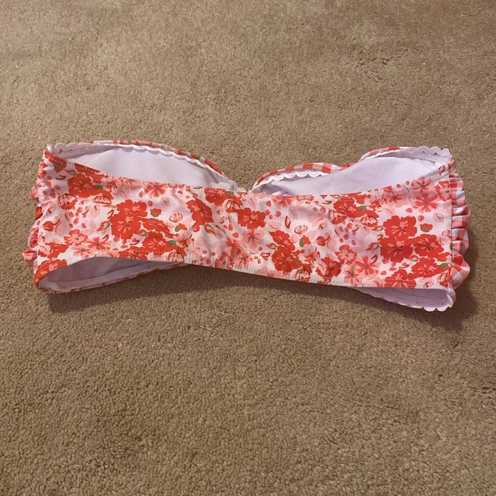 SHEIN Swim Mod Women's Summer Beach Allover Print Ruched Bandeau Bikini Top - Picture 5 of 6